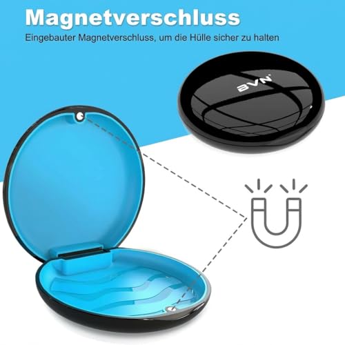 BVN Slim Retainer Case – Portable Dental Storage for Braces, Aligners & Mouth Guards | Sleek Black Protective Container for Dentures & Night Guards - size: Circular case