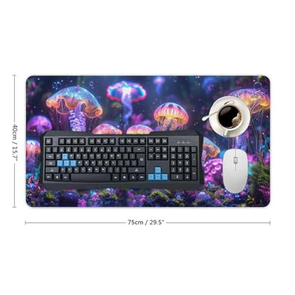 KeKee Colorful Sea Aquarium Neon Jellyfish Octopus Mushrooms Large Mouse Pad Gaming Mousepad Desk Pad for Keyboard and Mouse Mat Non-Slip Base 40X75cm, Style - size: 40X75cm