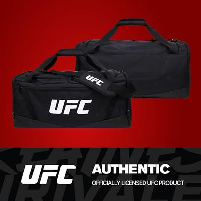 UFC Gym Bag, Black | 22 Inch Carry On Large Travel Duffel Bag for Men and Women, Shoe Compartment, MMA Workout Equipment and Sports Accessories