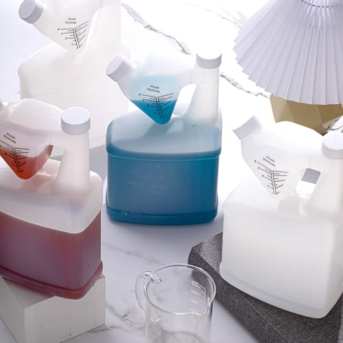 1 Pcs 64 oz Measure Container Tip and Pour Measuring Chemical Containers HDPE Plastic Measuring Bottle, up to 4oz Measure Capacity