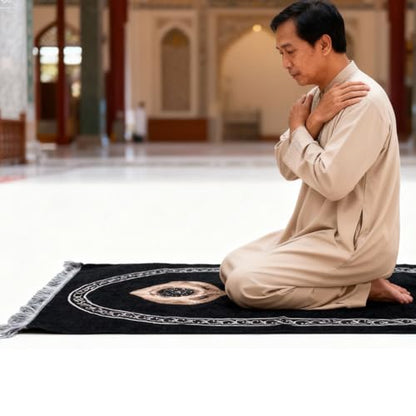 Tnfeeon Authentic Muslim Prayer Rug Soft Cotton with Tassels Portable Foldable Mat for Meditation Home Travel Islamic Prayer Carpet with Storage Bag for Men Women