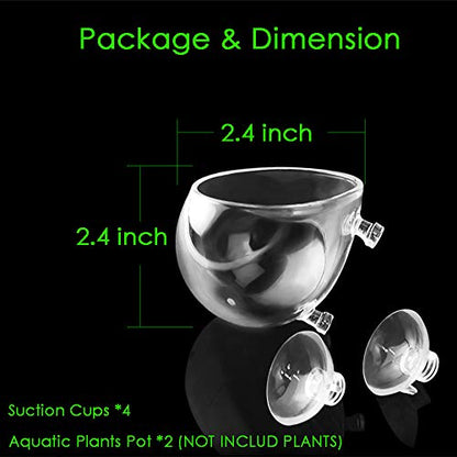 capetsma 2X Crystal Glass Aquatic Plant Pot, Planter, Red Shrimp Live Plants Fish Tank Holder with 4X Suction Cups for Aquarium Aquascape Decoration… - size: 2 Count (Pack of 1)