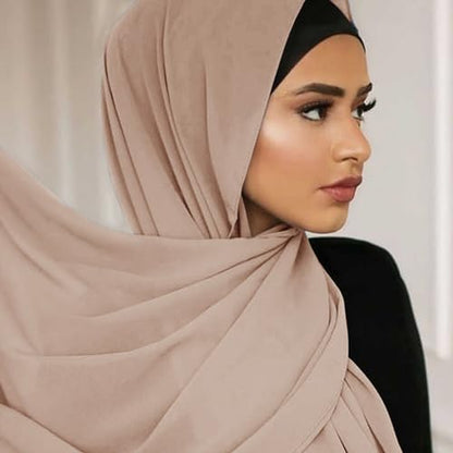 Hijab Scarf for Women Soft Cotton Muslim Jersey Hijab Head Wrap Scarves Fashion Long Scarf Shawls - color: Nude