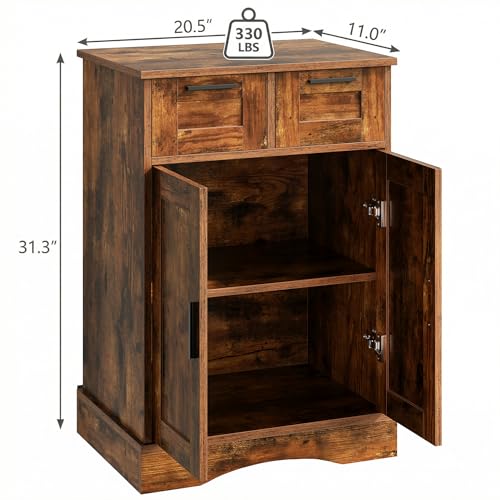 10 Gallon Aquarium Stand, Fish Tank Cabinet with 2 Drawers | Aquarium Stand for 5-10 Gallon Fish Tank Accessories Storage, 20.5" x 11.0" Tabletop, Rustic Brown PTBX02BR - size: 5-10 Gallon Fish Tank Stand