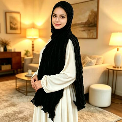 Premium Hijab Head Scarf Shawl Wrap for Muslim Women Lightweight Scarf for women - color: 05~black