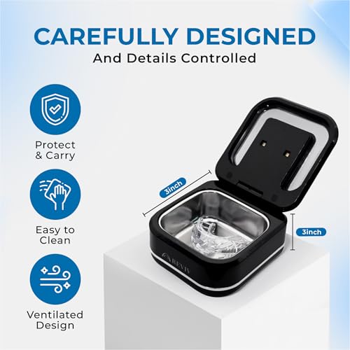 RePod Mouth Guard Ultrasonic Retainer Cleaner Case | Portable Ventilated Travel Denture Case | Ultrasonic Cleaner Storage for Nightguards, Dental Trays, Aligner And Retainer Cleaner Pod