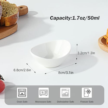 UIBFCWN Dipping Sauce Bowls Ceramic, 1.7 Oz Ceramic Dipping Bowls, Small Soy Sauce Dishes, Mini Serving Bowl for Side Dishes Sushi ketchup Charcuterie, 12 Pack - color: Oval, size: 12 Pack