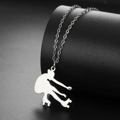 Dreamtimes Ice Skater Necklace Skating Charm Sports Pendant Necklace Ice Skating Sport Pendant Necklace Inspirational Jewelry for Women Skate Lover - color: Silver-2