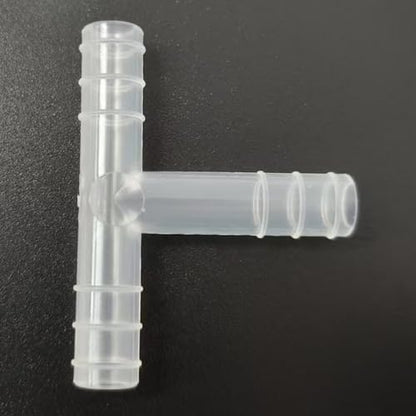 3 Way Tee Connector Equal Barbed T-Fitting 3 Way Hose Barb Adapter for Laboratory Biochemical Analytical Instruments Food Machinery Aquarium Equipment 100pc/pk (6.8mm 1/4'' 6T) - size: 6.8mm 1/4'' 6T