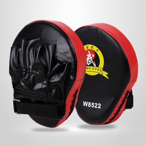 Punching Pads - High Density Foam Material, Strike Training Tool, Shock Absorbing Durable Kickboxing Mitts, Handheld Combat Practice | Thai Karate MMA for Home Gym Workout Exercise - color: Red