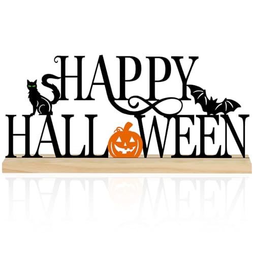 Metal Happy Halloween Sign Decorations for Home Party Shelf Mantel - style: Halloween