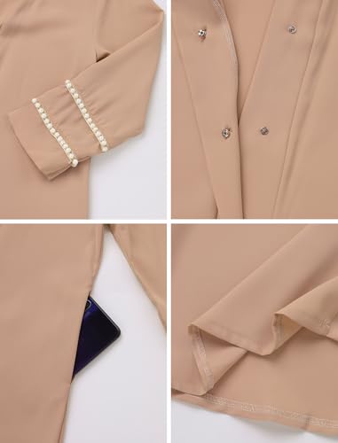 IDOPIP Muslim Dress for Girls Islamic Prayer Abaya Long Sleeve Cardigan Kaftan Robe Dresses with Hijab Ramadan Dubai Outfits - color: Champagne, size: 11-12 Years