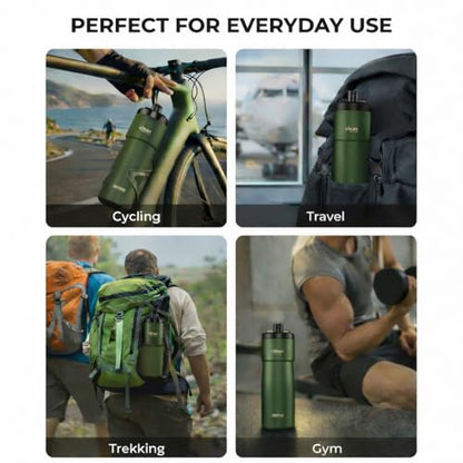 The Clean Hydration Co Insulated Bike Water Bottle 23 oz | Easy Clean Nozzle, Easy Squeeze Sports Bottle | BPA Free Cycling Bottle for Road & Mountain Biking, Gym & Travel | Matte Green - color: Matte Green