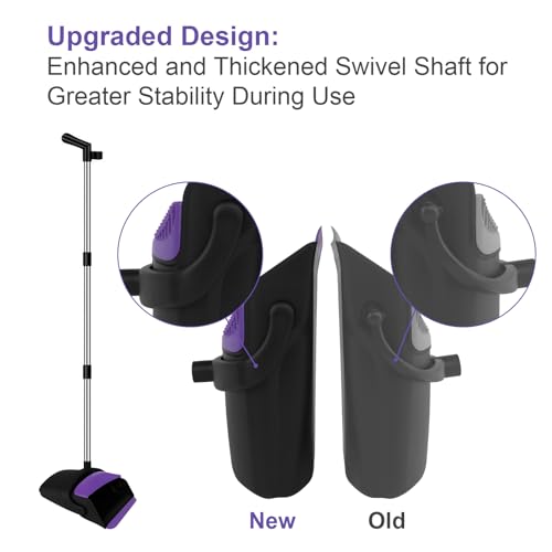 Broom and Dustpan Set, Upright Purple Broom with Dustpan Combo Set 51" Long Handle, Self Cleaning Dust Pan for Home, Kitchen and Office - color: Purple, size: Standard