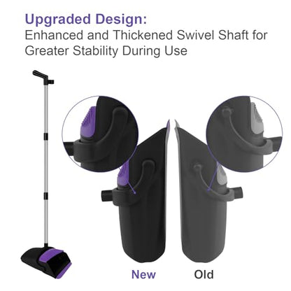 Broom and Dustpan Set, Upright Purple Broom with Dustpan Combo Set 51" Long Handle, Self Cleaning Dust Pan for Home, Kitchen and Office - color: Purple, size: Standard