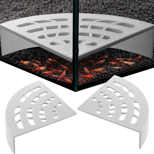 Shrimp Cave 2-Pack – Space-Saving Fan-Shaped Aquarium Cave Decor with 180° Wide-View Design, Compact Fish Tank Accessories for Cherry/Dwarf Shrimp (White) - color: White