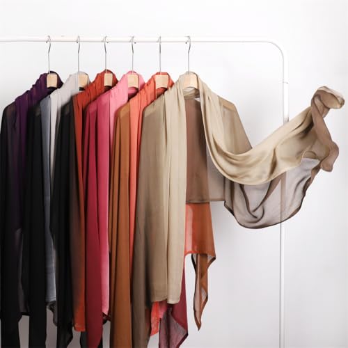 Premium Ombre Viscose Hijab Scarf for Women Muslim Lightweight Gradient Color Shade Hair Wraps Long Hijabs Scarves - color: Khaki 5#
