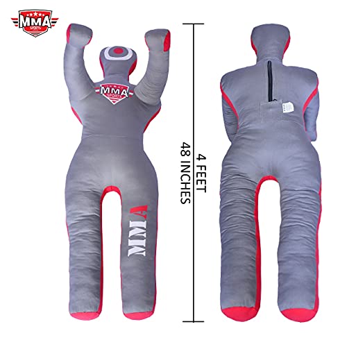 Kids Grappling Standing Dummy - Unfilled – Wrestling, Jiu-Jitsu, MMA Training Dummy with Moveable Arms and Legs – Durable Polyester Fabric - color: Grey-Stand, size: 4 ft-49 Inch