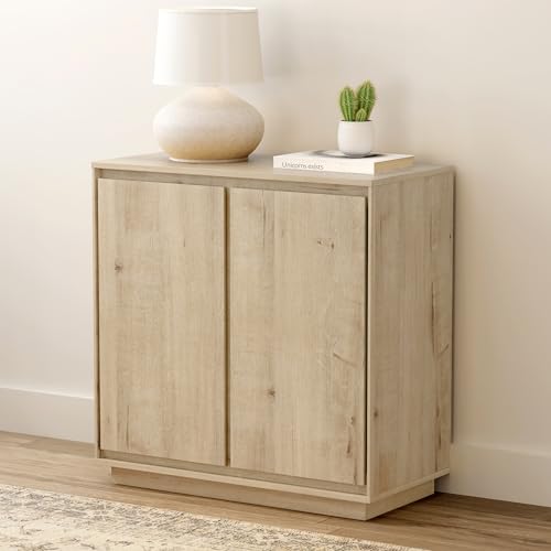 Buffet Storage Cabinet, Accent Sideboard Cabinet with Adjustable Shelves and Handless Design, Credenza Console Table for Living Room, Light Oak - color: Light Oak, size: 1 PC