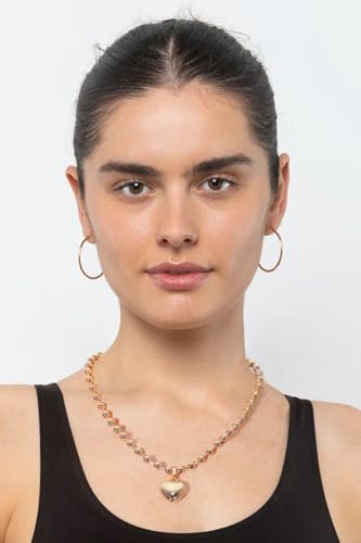 POTESSA 18K Gold Plated Pendant Necklace Medallion Coin Heart Y Shaped Chain Toggle Necklace for Women Jewelry - color: Bead Heart