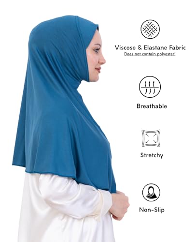 Prien Ready Hijab For Women, One Piece Muslim Instant Turban, Easy To Wear Long Head Scarf, Turkish Islamic Clothes For Abaya - color: Turquoise
