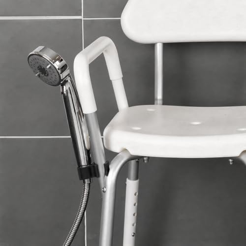 2PCS Shower Chair Shower Head Holder Clip Black Universal Clip | Replacement Bracket on Showerhead Clamp for Handheld Wand,Fits 22mm/0.86in Bath Chair Poles for Elderly,Disabled - color: Black