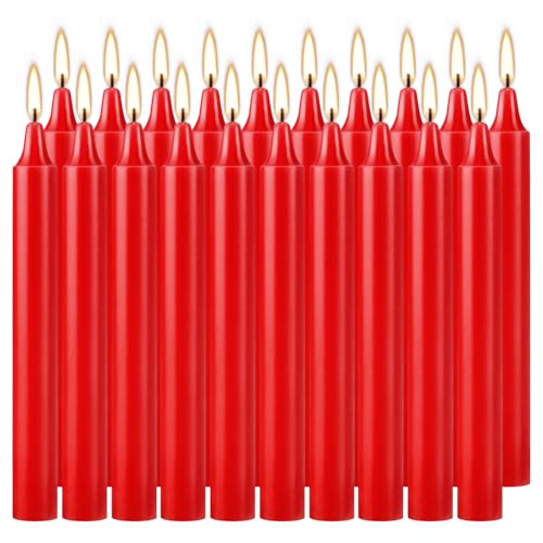 YOROXRG Set of 20 Red Candles –Spell Chime Candles for Christmas,Household, Wedding, Rituals, Prayer, Birthdays, Meditation, Altar,Party and Home Décor Candlesticks - 4 Inch Tall, Unscented (Red) - color: Red-4" 20