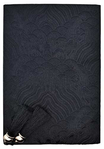 BLBMH A5 Journal Cover | Non-Stretch Fabric Notebook Sleeve with Bookmark, Handmade 5.5x8.3 Washable Privacy Protector for Paperback Bible, Gift for Women - Chinese Black - color: Black, size: 8.3in