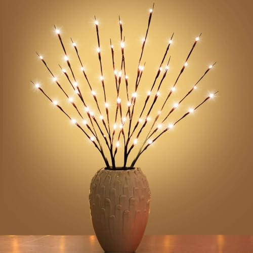 1 Pack LED Branch Lights, Glowing Branches, Warm White Artificial Willow Branch Lights, Suitable for All Kinds of vases, Valentine's Day, Room Decoration (Batteries not Included) - color: 1PACK-16LEDS