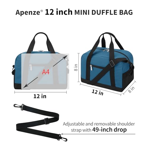 Apenze Small Gym Bag Carry On Bag - 12 in Mini Duffle Bag Lightweight for Overnight Travel(Blue) - color: Blue, size: 12inch