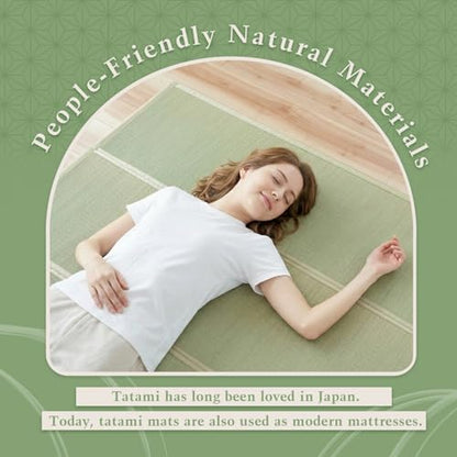 Tatami Mat – Foldable Japanese Tatami Mat Igusa Mattress, Rush Grass Floor Sleeping Futon, Meditation Yoga Zen Tatami, Full XL by BJDesign - size: Full XL