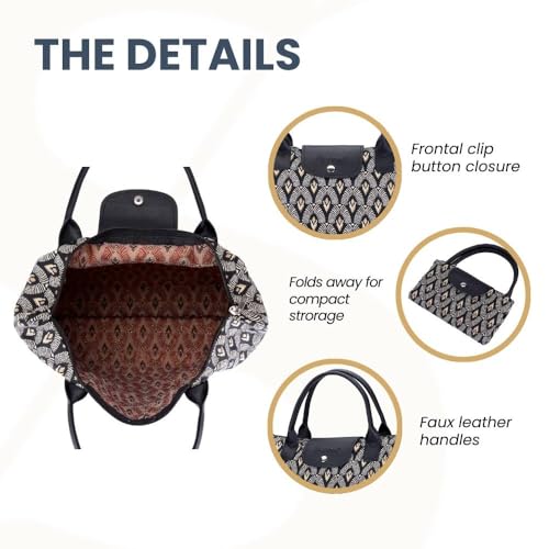 Signare Tapestry Foldable Tote Bag Reusable Shopping Bag Grocery Bag - color: Luxor