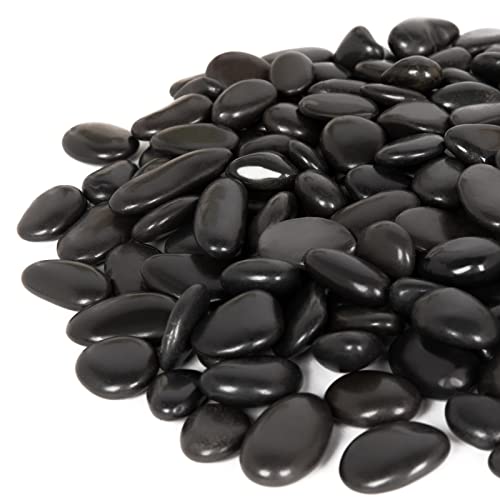 GASPRO 30 Pound River Rocks, Decorative Stones for Walkways, Outdoor Landscaping, Garden, Yard, 1 to 2 Inch, Black Polished Pebbles for Planters, Flower Beds, Vase - color: Black, size: 30 Pounds