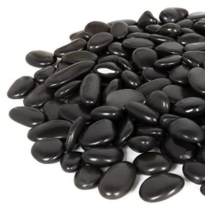 GASPRO 30 Pound River Rocks, Decorative Stones for Walkways, Outdoor Landscaping, Garden, Yard, 1 to 2 Inch, Black Polished Pebbles for Planters, Flower Beds, Vase - size: 30lb