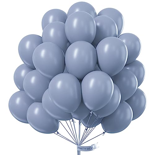 PartyWoo Dusty Blue Balloons 50pcs 12 Inch Boho Dusty Purple Muted Lavender Latex Helium Balloons for Boy Baby Shower Anniversary Bachelorette Graduation Engagement Birthday Party Decorations Blue-F16 - color: Blue-f16