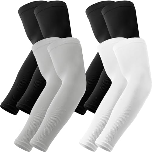 Arm Sleeves for Men/Women, Sun Sleeves UV Protection Volleyball - color: 4 Pairs: 2 Pairs Black,1pair White,1pair Grey