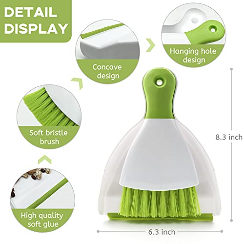 Dust pan Broom Brush Dustpan - Small Broom and Dustpan Set,Mini Broom and Dustpan,Small Dustpan and Brush Set for Home Cleaning, Sofa, Desk, Guinea Pig Cage, Cat Litter etc.（Light Green）