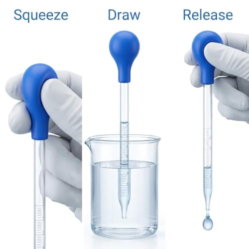 QWORK Glass Pipette Set with Cleaning Brushes – 0.5ml to 10ml for Teaching Labs, DIY Mixing & Liquid Transfer, 0.5ml 1ml 2ml 3ml 5ml 10ml