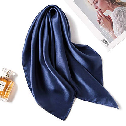 Glamorstar Satin Neck Scarf 6 Packs Square Handkerchief for Women - color: 6 Packs - Navy