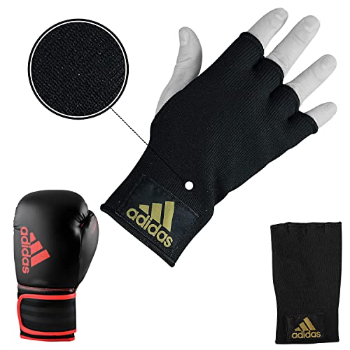 adidas Home Gym Bundle - Home use Heavy Bag (Black White, Black Gold, Black Red / 3ft, 4ft, 5ft) + Hybrid 80 Boxing Gloves (Black White, Black Red, Black Gold / 8oz, 12oz, 16oz) + Protective Inner gloves (Black Gold / Medium) – for Boxing, Training, Fitne