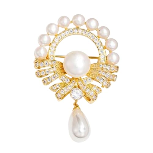 Chic Pearl Crystal Brooch Pins for Women Girls Fashion Shawl Pin Corsage Brooch Party Ceremony Accessories Dance Banquet Pins - color: 4#