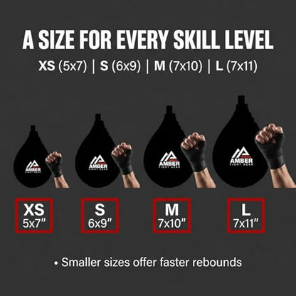Amber Sports Genuine Leather Speed Bag for Boxing & MMA – Handcrafted Punching Ball for Reflex & Speed – Balanced for Fast Rebound – Available in Sizes XS, S, M, L - size: Small (6"x9")