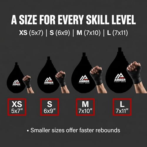 Amber Sports Genuine Leather Speed Bag for Boxing & MMA – Handcrafted Punching Ball for Reflex & Speed – Balanced for Fast Rebound – Available in Sizes XS, S, M, L - size: Medium (7"x10")