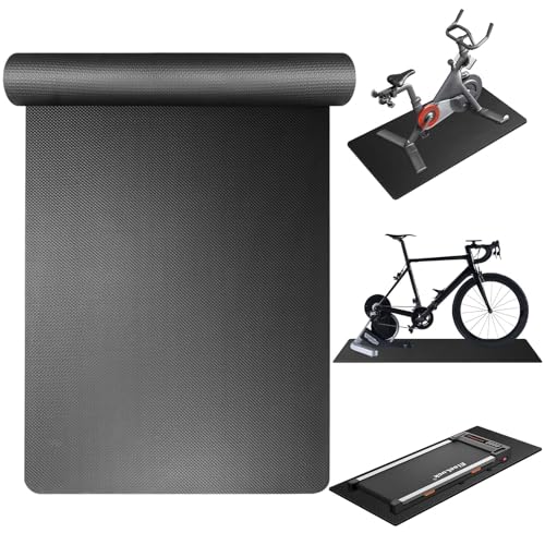 Treadmill Mat Compatible with Peloton Bike, 6mm Thick Exercise Bike Mat for Treadmill and Row Protect Hardwood Floor Carpet