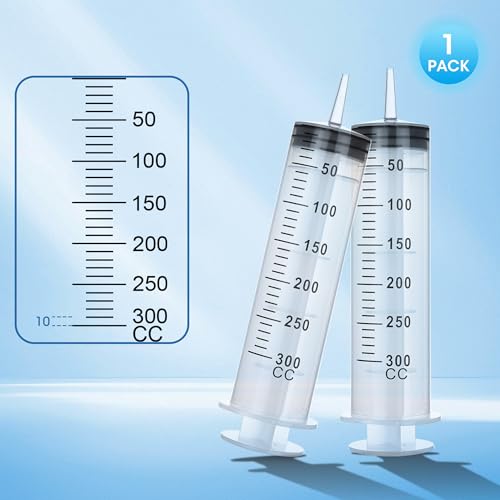 300ml Large Syringe for Thick Liquids, Individually Wrapped | Plastic Syringe Without Needle for Scientific Labs, Garden, Liquid Fertilizer - style: 300cc