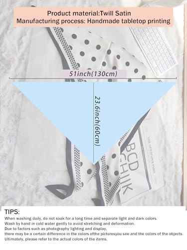 Triangle Shawls Scarf Head Hair Neck For Women Scarves Fashion Silk Feeling Lady Lightweight 51 * 23.6inch - color: K20-white Background With Black Dots（51*23.6inch）