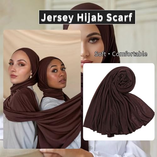 Nonbongoy Head Wraps for Black Women 71"x32" Long Soft Jersey Hijab Turban - color: 1-coffee Headwrap