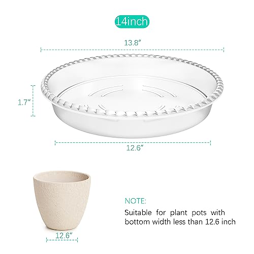 6 Pack Clear Plant Saucer 5 6 8 10 12 14 inch, Durable Plastic Plant Trays for Indoor, Round Flower Plant Pot Saucer, Sturdy Plant Water Catcher Tray(14 Inch) - size: 14 inch