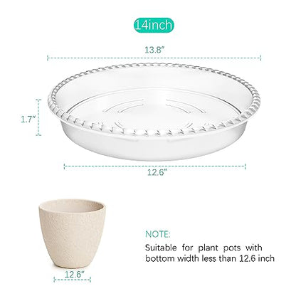 6 Pack Clear Plant Saucer 5 6 8 10 12 14 inch, Durable Plastic Plant Trays for Indoor, Round Flower Plant Pot Saucer, Sturdy Plant Water Catcher Tray(14 Inch) - size: 14 inch
