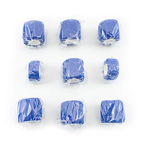 FRESINIDER 9 Rolls Self Adhesive Wrap Athletic Tape Gauze, Breathable Elastic Cohesive Bandage for Sports Injury & Pet (7 Pcs 2" x 5 Yards + 2 Pcs 1" X 5 Yards) (Dark Blue) - color: Dark Blue